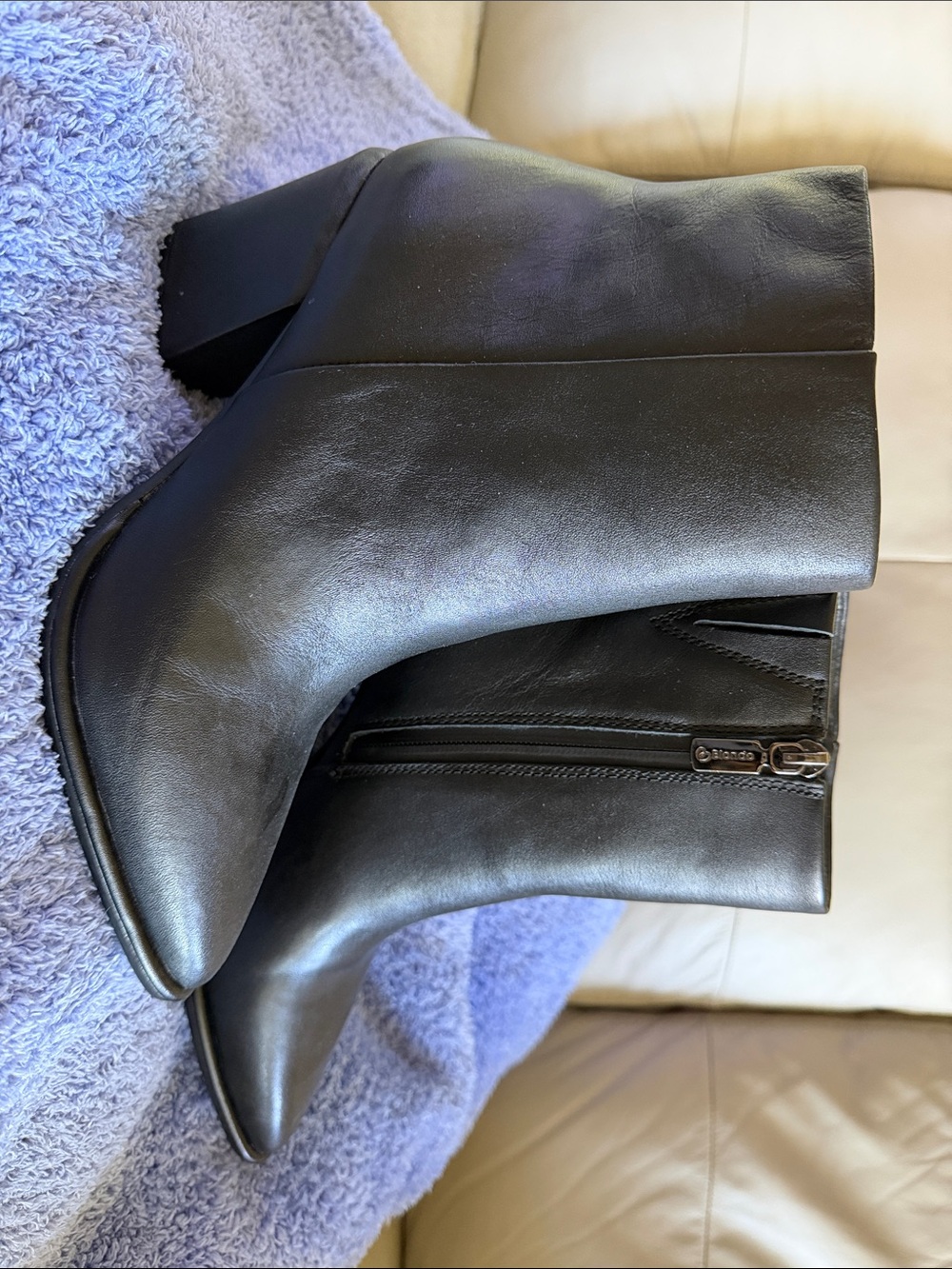 Black Women's Leather Ankle Boots - Classic Inside Zip